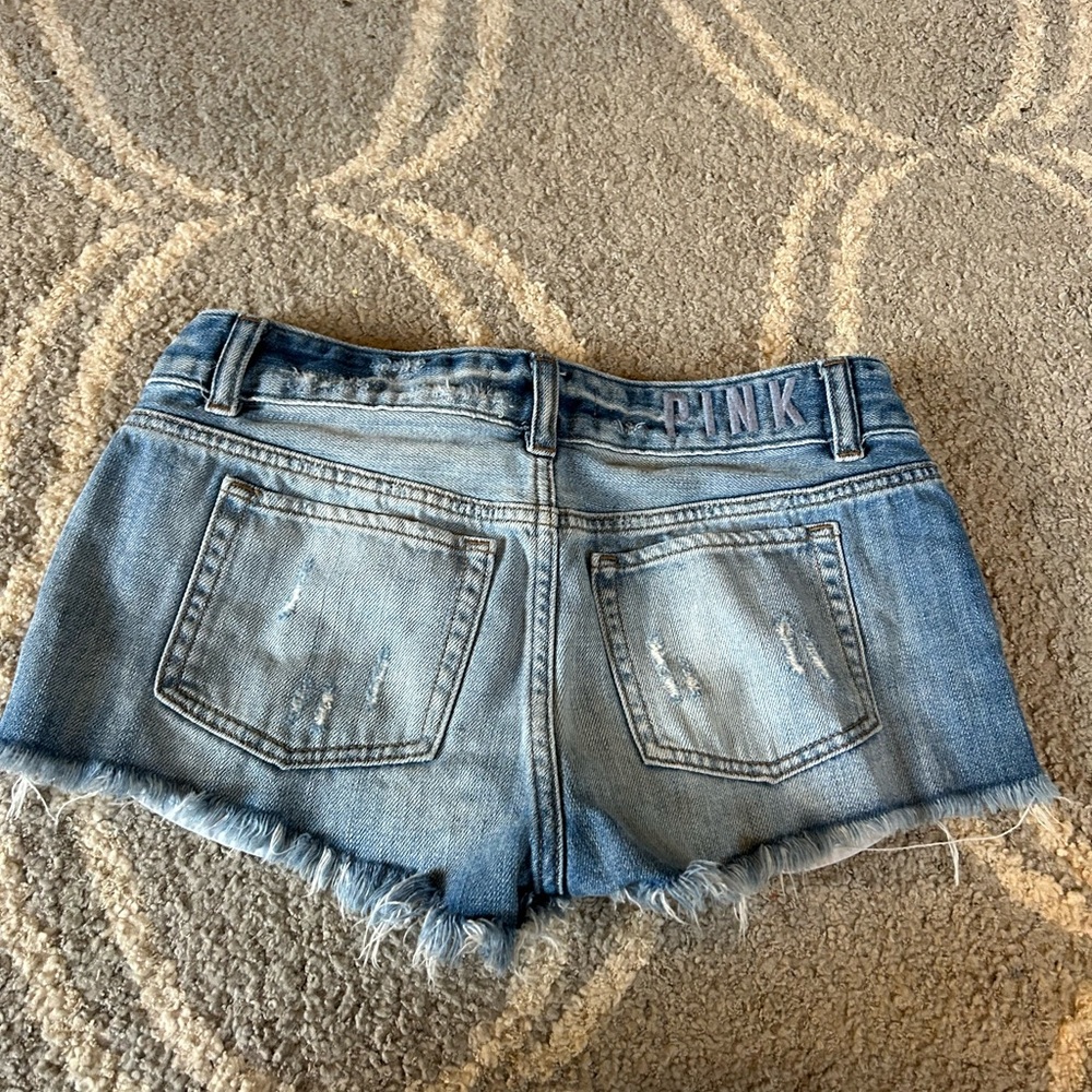 pink jean shorts - Picture 2 of 3